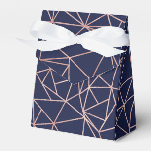 Marineblauw Roos Gouden Folie Geometrische Polygon Bedankdoosjes