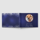 Marineblauw roos gouden foto bruiloft gastenboek (Volledig)