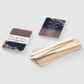 Marineblauw Roos Gouden Glitter Bloemen Trouwprogr Handwaaier (Niet-gemonteerd)