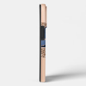 Marineblauw & Roos Gouden Glitter Marmer Modern Case-Mate iPhone Case (Achterkant / Rechts)