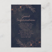 Marineblauw & Roos Goudfolie Bruiloft Informatie Informatiekaartje (Voorkant)