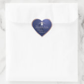 Marineblauw Rose Goud Frame Logo Monogram Bedankt Hart Sticker (Tas)