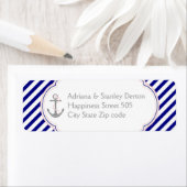 Marineblauw, roze anker nautische bruiloft etiket (Insitu)