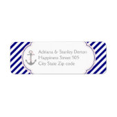 Marineblauw, roze anker nautische bruiloft etiket (Voorkant)