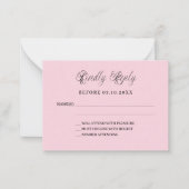 Marineblauw roze bloemetjes bruiloft reactie RSVP Notitiekaartje (Voorkant)