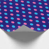 Marineblauw Roze Cyaan Stippenpatroon Cadeaupapier (Hoek)