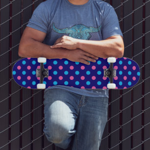Marineblauw Roze Cyaan Stippenpatroon Persoonlijk Skateboard