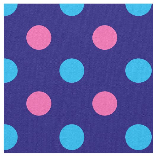 Marineblauw Roze Cyaan Stippenpatroon Stof (Close Up)