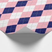 Marineblauw Roze Donkergrijs Wit XL Argyle Cadeaupapier (Hoek)