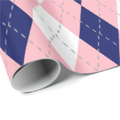 Marineblauw Roze Donkergrijs Wit XL Argyle Cadeaupapier (Rol Hoek)