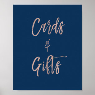 Marineblauw & Roze Goud Glam Kaarten & Cadeaus Taf Poster