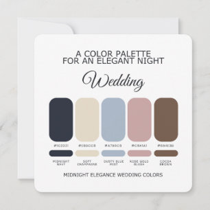 Marineblauw & Roze Goud Winter Bruiloft Kleurenpal Kaart