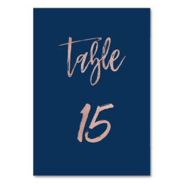 Marineblauw & roze gouden glamorieuze trouwtafel n kaart