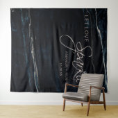 Marineblauw & roze gouden marmeren artistieke brui wandkleed (In Situ (horizontaal))