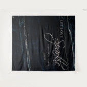 Marineblauw & roze gouden marmeren artistieke brui wandkleed (Voorkant (horizontaal))