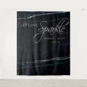 Marineblauw & roze gouden marmeren artistieke brui wandkleed (Voorkant)