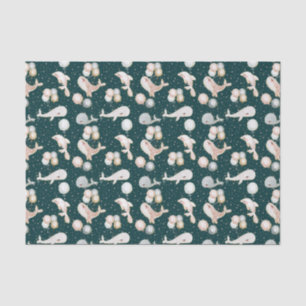 marineblauw roze grijs walvis dolfijnballon tissuepapier