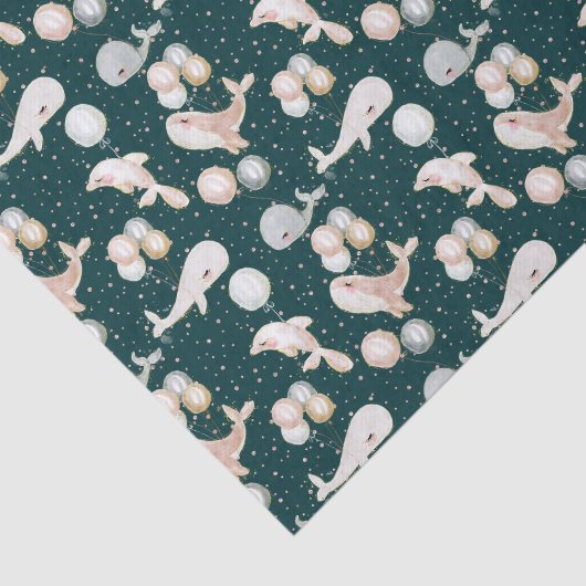 marineblauw roze grijs walvis dolfijnballon tissuepapier (Detail)