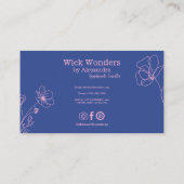 Marineblauw roze minimalistische kaars maken visitekaartje (Achterkant)