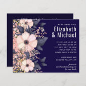 Marineblauw Roze Modern Huwelijksbudget (Voorkant / Achterkant)