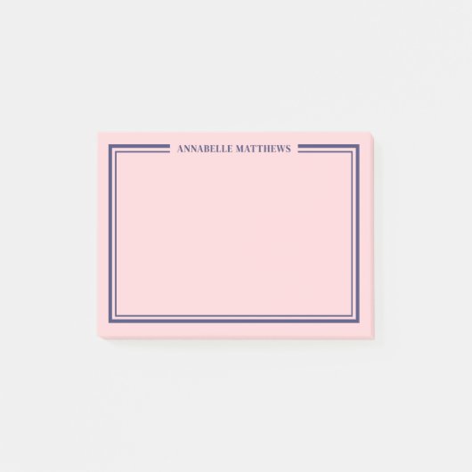 Marineblauw Roze Monogram Post-it® Notes (Voorkant)
