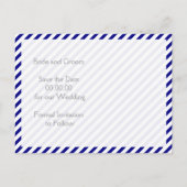 Marineblauw, roze nautische bruiloft Save the Date Aankondigingskaart (Achterkant)