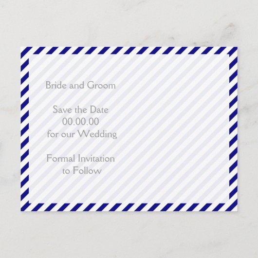 Marineblauw, roze nautische bruiloft Save the Date Aankondigingskaart (Achterkant)