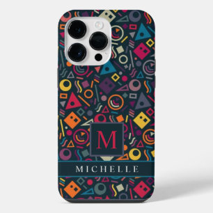 marineblauw roze Paarse geometrisch iPhone 14 Pro Max Hoesje