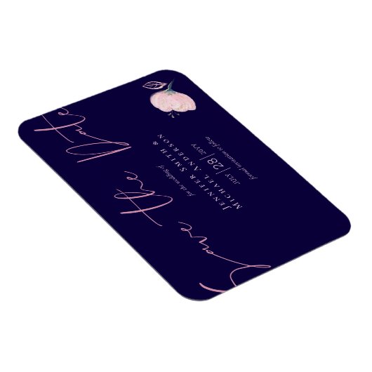 Marineblauw Roze Roze Goud Trouwbudget Magneet (Rechterzijde)