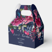 Marineblauw roze roze rozenrozen bruiloft bedankt bedankdoosjes (Voorkant Zijde)