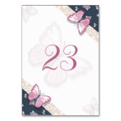 marineblauw roze vlinder flora kaart (Achterkant)