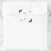 marineblauw roze vlinders bloemenstickers vierkante sticker (Tas)