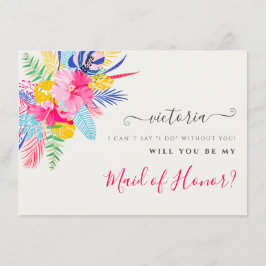 Marineblauw roze wild regenwoud bruidsmeisje Kaart