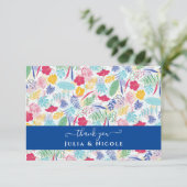 Marineblauw roze wild regenwoud Evergreen bruiloft (Staand voorkant)