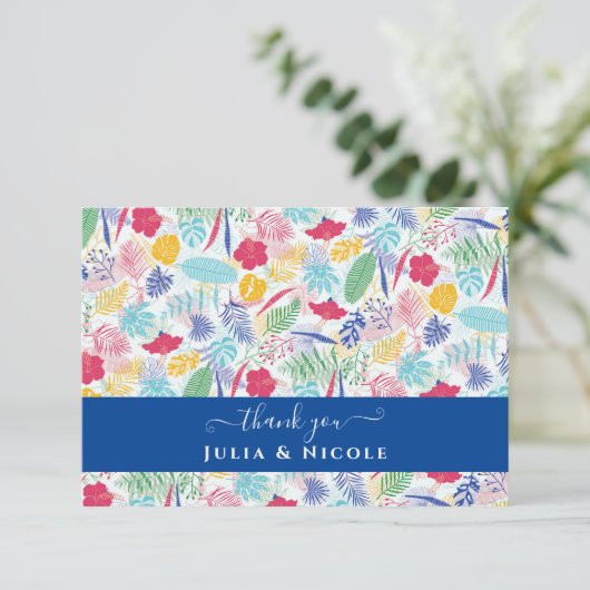 Marineblauw roze wild regenwoud Evergreen bruiloft (Staand voorkant)