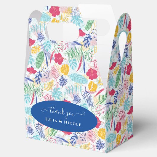 Marineblauw roze wild regenwoud Evergreen bruiloft Bedankdoosjes (Geopend)