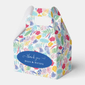 Marineblauw roze wild regenwoud Evergreen bruiloft Bedankdoosjes (Voorkant Zijde)