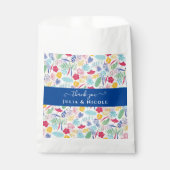 Marineblauw roze wild regenwoud Evergreen bruiloft Bedankzakje (Voorkant)