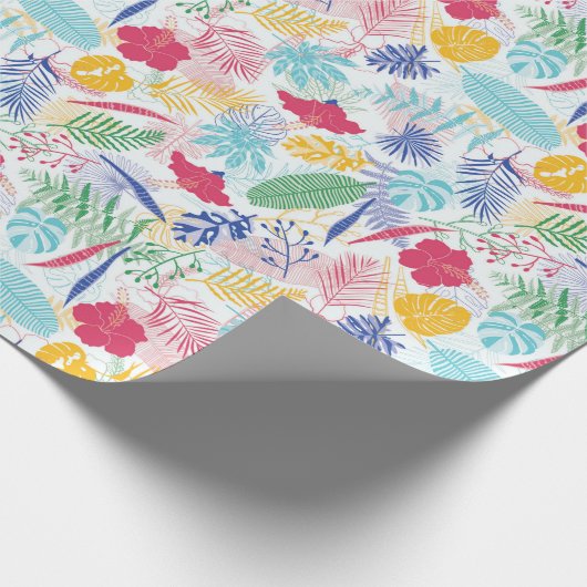 Marineblauw roze wild regenwoud Evergreen bruiloft Cadeaupapier (Hoek)