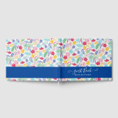 Marineblauw roze wild regenwoud Evergreen bruiloft Gastenboek (Volledig)