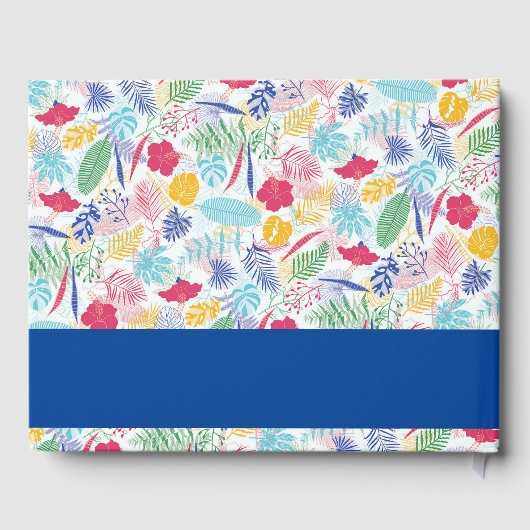 Marineblauw roze wild regenwoud Evergreen bruiloft Gastenboek (Achterkant)