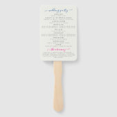 Marineblauw roze wild regenwoud Evergreen bruiloft Handwaaier (Achterkant)