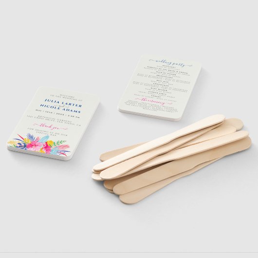 Marineblauw roze wild regenwoud Evergreen bruiloft Handwaaier (Niet-gemonteerd)