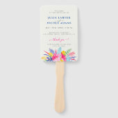 Marineblauw roze wild regenwoud Evergreen bruiloft Handwaaier (Voorkant)