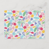 Marineblauw roze wild regenwoud Evergreen bruiloft Informatiekaartje (Achterkant)