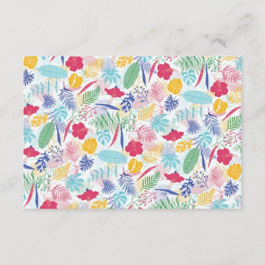 Marineblauw roze wild regenwoud Evergreen bruiloft Informatiekaartje (Achterkant)