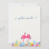 Marineblauw roze wild regenwoud Evergreen bruiloft Kaart (Achterkant)