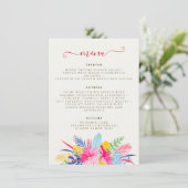 Marineblauw roze wild regenwoud Evergreen bruiloft Menu (Staand voorkant)