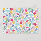 Marineblauw roze wild regenwoud Evergreen bruiloft Menu (Achterkant)