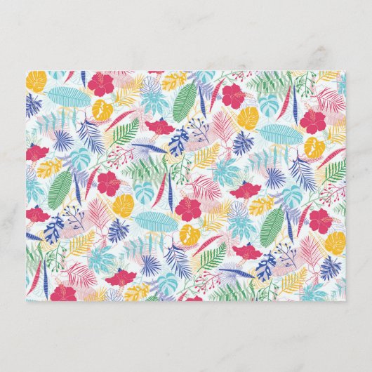 Marineblauw roze wild regenwoud Evergreen bruiloft Menu (Achterkant)